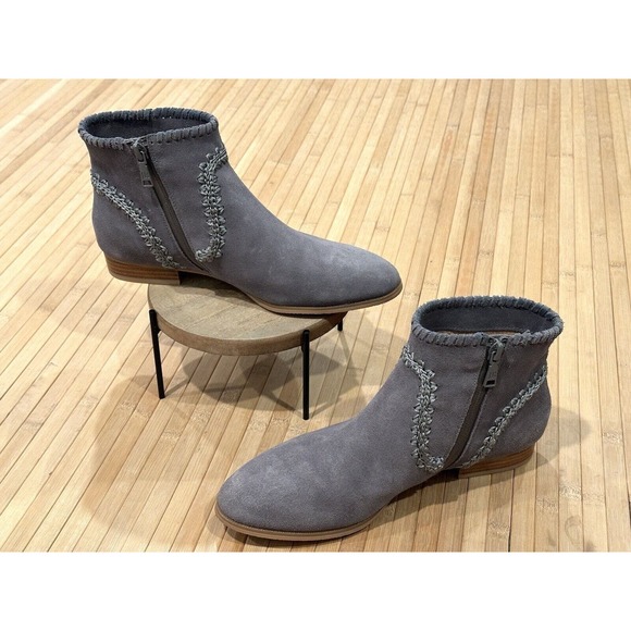 Jack Rogers Gemma Suede Ankle Booties, Gray, Size 7 M Stitched - Picture 2 of 11